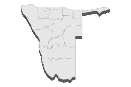 Map of Namibia with black outline and grey fill, vector illustrationのイラスト素材