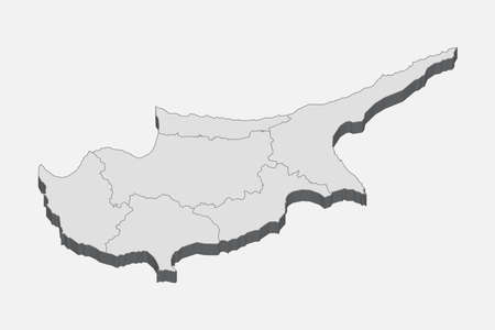 Map of Cyprus with black outline and grey fill, vector illustrationのイラスト素材