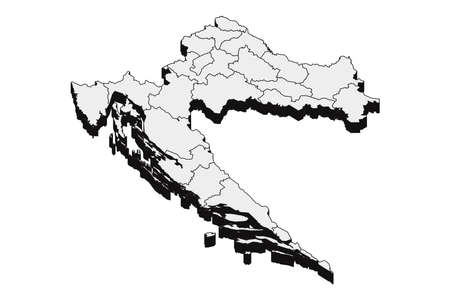 Map of Croatia with black outline and grey fill, vector illustrationのイラスト素材