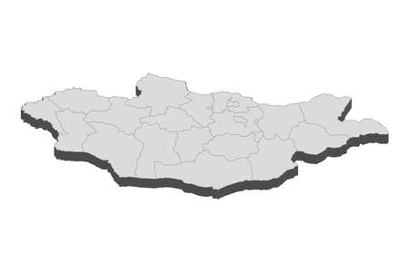 Map of Mongolia with black outline and grey fill, vector illustrationのイラスト素材