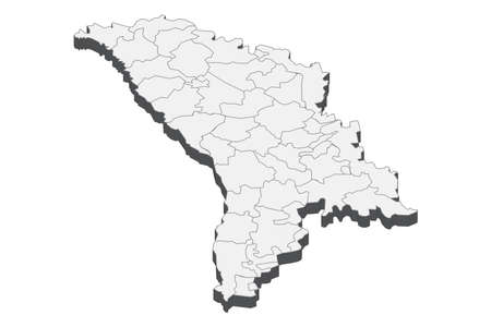 Map of Moldova with black outline and grey fill, vector illustrationのイラスト素材