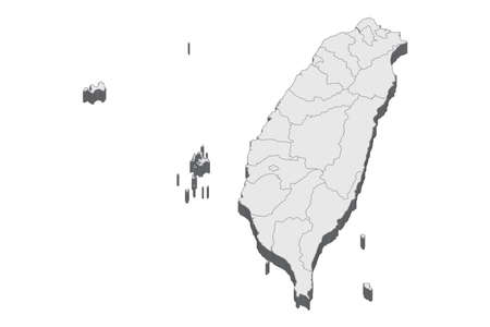Map of Taiwan with black outline and grey fill, vector illustrationのイラスト素材