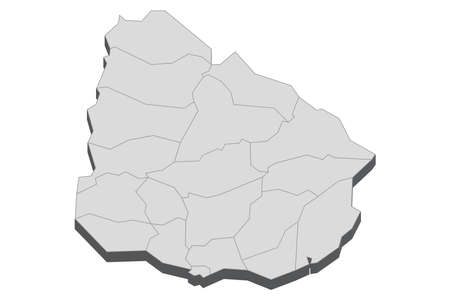 Map of Uruguay with black outline and grey fill, vector illustrationのイラスト素材