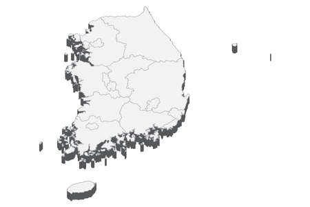 Map of South Korea with black outline and grey fill, vector illustrationのイラスト素材