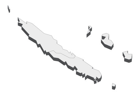 Map of New Caledonia with black outline and grey fill, vector illustrationのイラスト素材