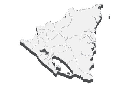 Map of Nicaragua with black outline and grey fill, vector illustrationのイラスト素材