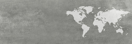 World map on gray concrete wall texture background banner panorama long-Bannerの写真素材