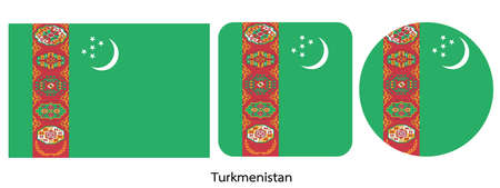 Turkmenistan flag, vector illustrationのイラスト素材