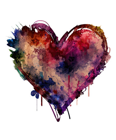 Watercolor painted heart.illustration. Grunge style.の写真素材
