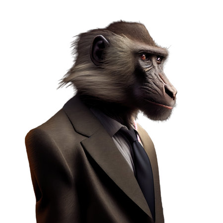 Portrait of a monkey in a suit and tie isolated on white background