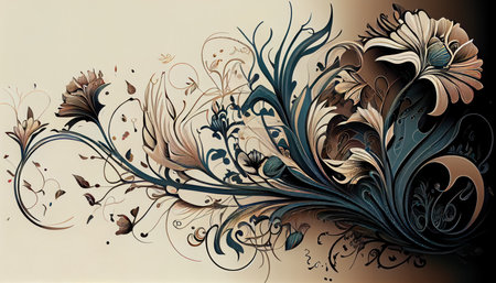 abstract floral background with butterflies, element for design,  illustrationの写真素材