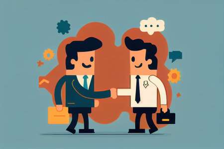 Businessmen shaking hands with each other. Concept business illustration.の写真素材