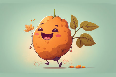 Cute kawaii kawaii orange fruit character, illustrationの写真素材