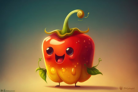 Cute cartoon pepper. illustration. Isolated on background.の写真素材