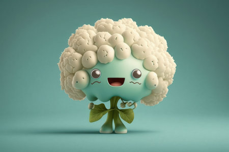 Cute funny sheep character with happy face expression. 3D Renderingの写真素材