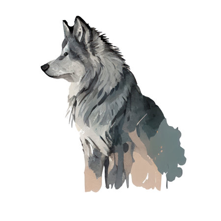 Watercolor portrait of a wolf. Isolated on white background.