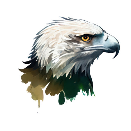 Bald Eagle. Hand drawn watercolor illustration isolated on white backgroundの写真素材