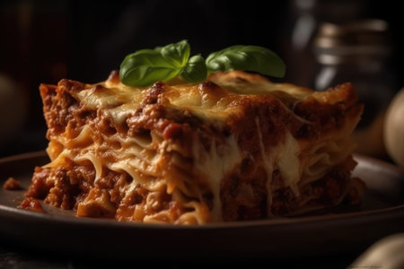Delicious lasagna with bolognese sauce, closeupの素材
