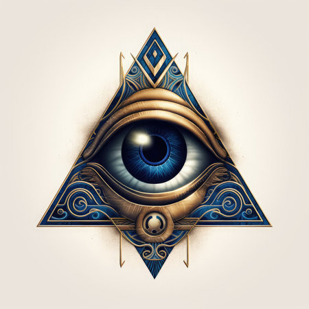 Eye of Providence. Sacred geometry. 3D rendering. Computer digital drawing.の素材