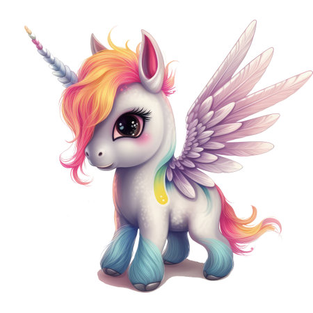 Unicorn with wings isolated on white background. Fantasy unicorn. illustration.の素材