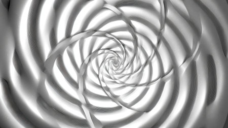 Mesmerizing abstract spiral pattern featuring smooth curves and soft monochromatic gradients, creating a dynamic visual illusion of depth and movement.の素材