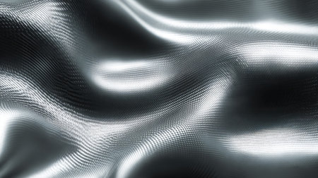 This image showcases a flowing metallic fabric that shimmers beautifully under light. The glossy surface creates a captivating abstract background ideal for various artistic projects.の素材