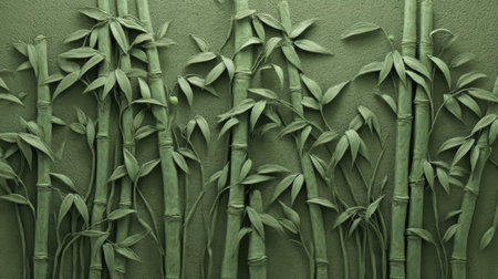 Explore a serene bamboo forest featuring vibrant green leaves and textured background, creating a soothing atmosphere perfect for decor or nature themes.の素材