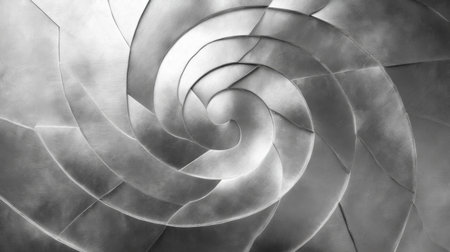 This striking black and white design features an intricate swirling pattern, evoking a sense of fluid movement and elegance, perfect for creative projects.の素材