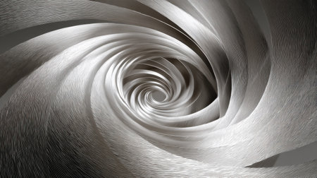 This abstract gray spiral design features smooth lines and dynamic textures, perfect for use in artistic compositions or modern backgrounds.の素材