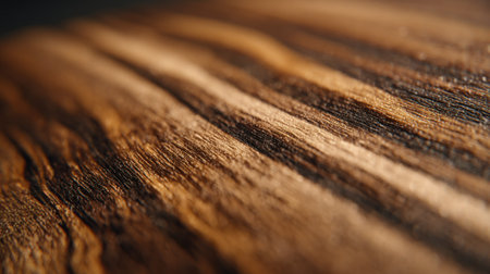 This close-up image showcases the intricate texture and warm colors of natural wood, illustrating the unique beauty and organic patterns found in nature.の素材