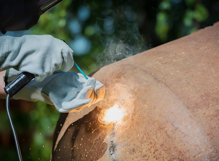 MMA welding closeup