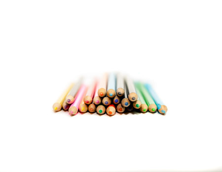 many colored pencils arranged in tonal scale