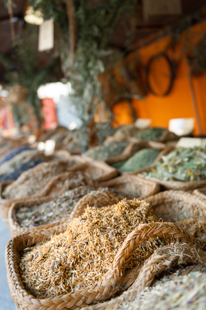 Various isolated spices in the foreground with Blurの写真素材