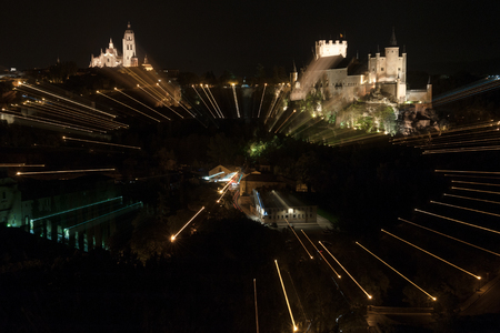 Military Castle of the city of Segovia in the foregroundのeditorial素材