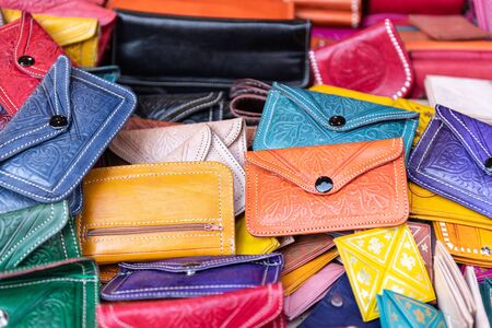 leather purses in various colorsの写真素材
