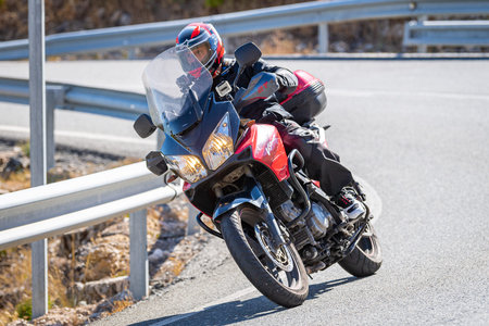 motorcyclist lying his bike at the entrance of the curve. photo captured on September 29, 2020 in...