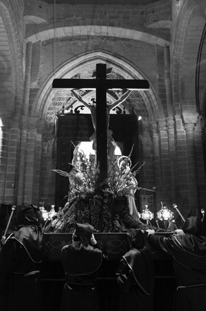 celebration of Holy Week, with images of it celebrated in the city of Avila, Spain, during the year...