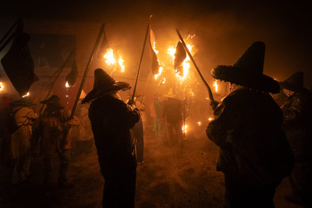 celebration of le vitor held in the town of Mayorga-Valladolid, Spain, during the night of September...