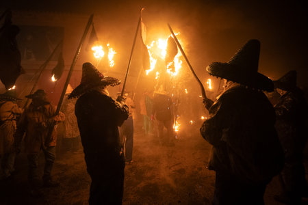 celebration of "le vitor" held in the town of Mayorga-Valladolid, Spain, during the night of September 27 of each year where the arrival of Santo Toribio is celebratedの写真素材
