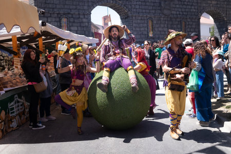 A vibrant medieval show where puppeteers and musicians drew laughter and fun from a captivated crowd in the province of Madrid during the spring of 2023のeditorial素材