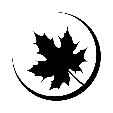 Maple leaf Icon - Earth Symbol of the elements, simple and clean vector graphics, digital illustrationのイラスト素材