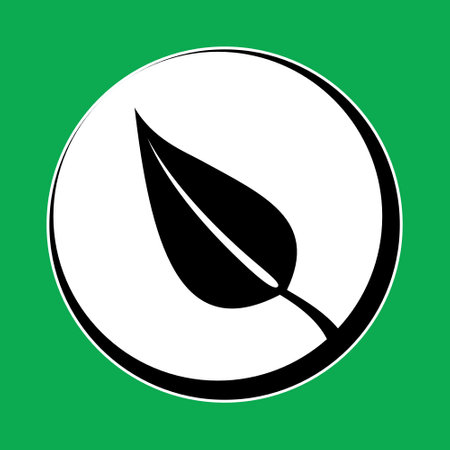Leaf Icon - Earth Symbol of the elements, simple and clean vector graphics, digital illustration in greenのイラスト素材