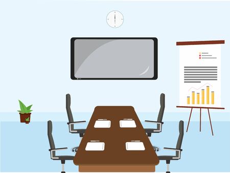 Presentation or meeting room with statistics boardのイラスト素材