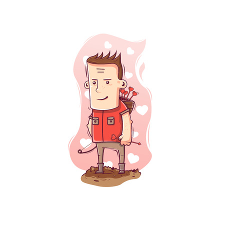 The illustration is simple and graphic. Lovely character. Cupid illustration. Love art.のイラスト素材