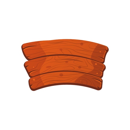 Cartoon wood sign board with three boards. Old west wood plank. Welcome board. Plank for banners or messages. Vector wood board isolated on white background.の写真素材