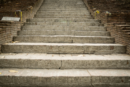 Ancient brown brick staircaseの写真素材