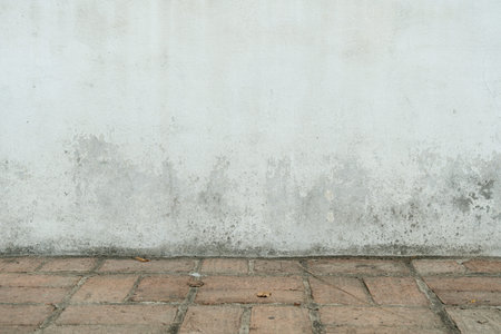 Background Concrete wall with brick floorの写真素材