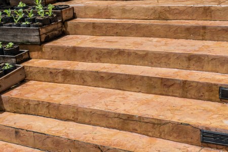 Brown aged concrete staircaseの写真素材