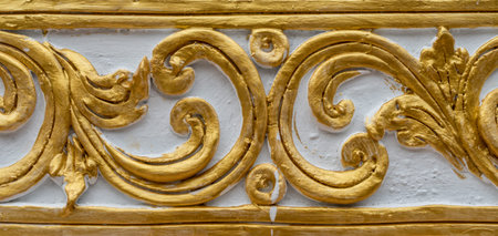 Thai ancient gold concrete stucco in temple