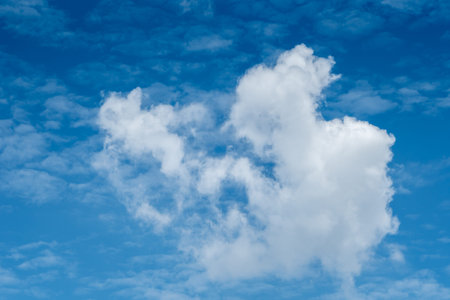 White cloud with blue sky backgroundの写真素材